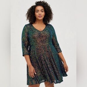 Mini sequence skater dress